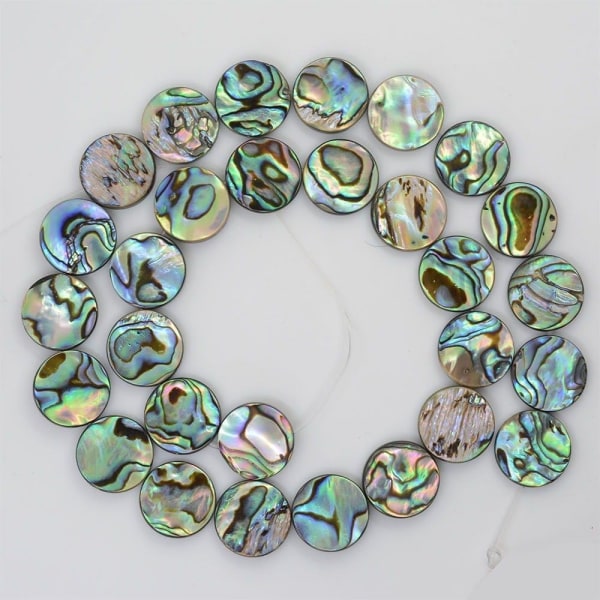 20 st Naturligt Abalone Shell Coin Beads Retro Flat Round Shell
