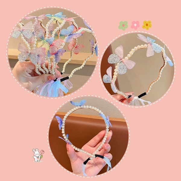 2kpl Butterfly Hiusnauhat Pearl Hiusnauha STYLE 3 STYLE 3 Style 3