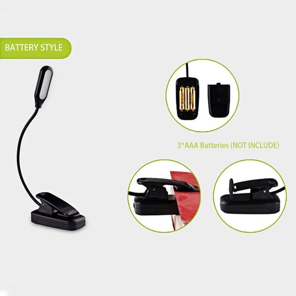 LED Book Light Clip On Lamp 2-BATTERI 2-BATTERY 2-Battery