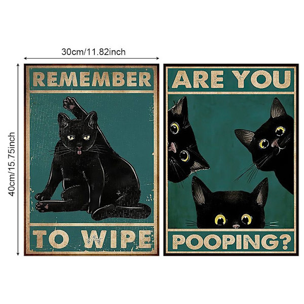 2 Stk Er du Pooping Katteskilt Kat Badeværelsesindretning Katteskilte