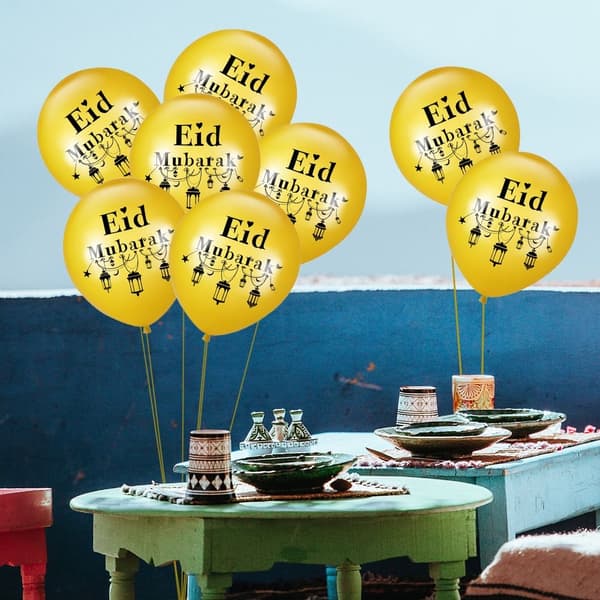 12 Tommer EID MUBARAK Balloner Latex Ballon SORT