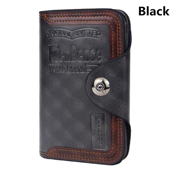 Retro Läderplånbok Kreditkortshållare SVART black