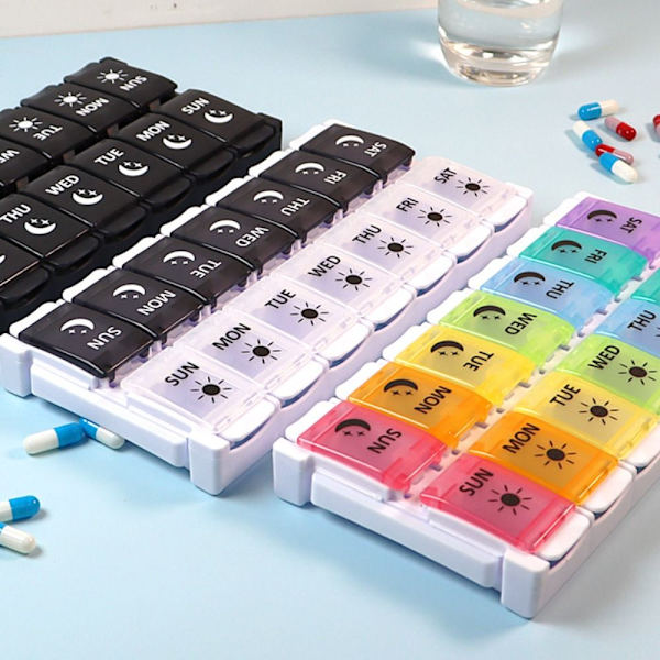 7 Days Pill Box 14 Grids Weekly Lääkesäiliö 1 1 1