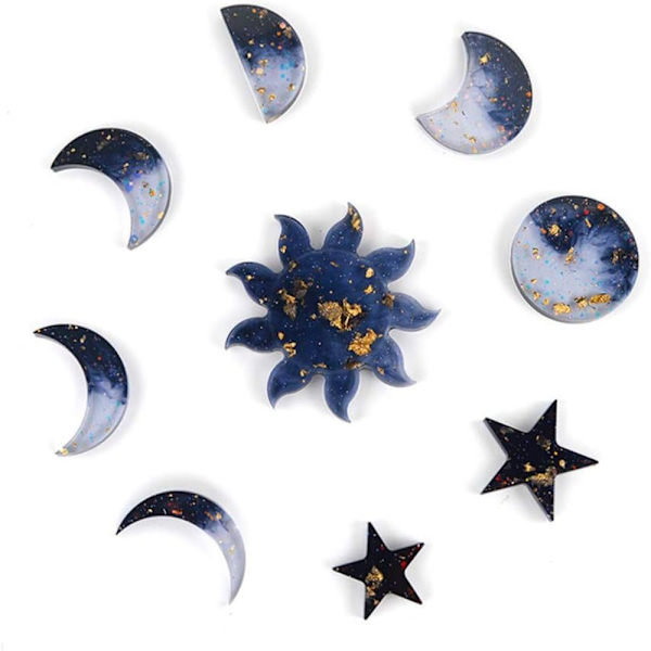 6 kpl Moon Phase Resin Mould Sun ja Star Epoksi molds