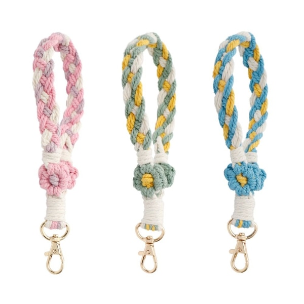 Håndledd nøkkelring Blomst Macrame ROSA Pink