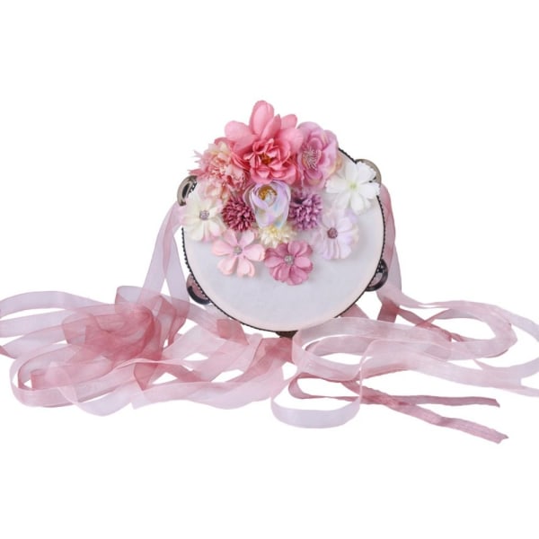 Ribbon Hand Drum Etnisk Dance Performance Prop LYS PINK Light pink