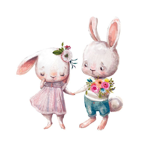 Seinätarrat Sarjakuva Rabbit Decals 1 1 1