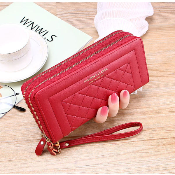 Lang damelommebok for kvinner ROSA pink