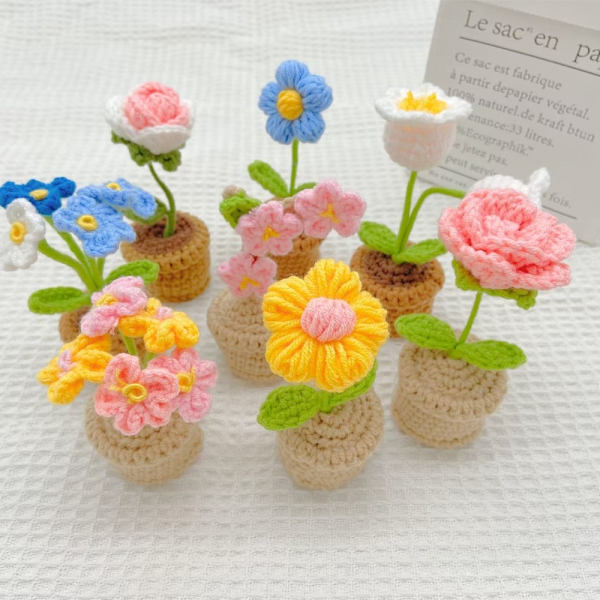 Kunstige blomster Håndstrikket blomst E E E