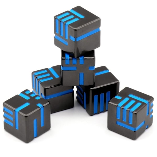 D6 metallinen set 6-puolinen noppa SININEN blue