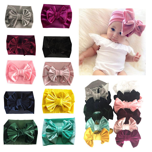 Velvet Baby Bow -hiuspanta Newborn Winter -hiusnauhat HARMAA Grey