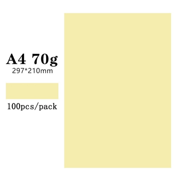 100 Stk A4 Kopipapir Dobbeltsidet Origami LYSGUL Light Yellow