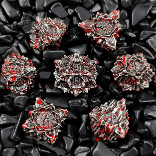 7kpl/ Set Metal Dice Set Nopat PUNAINEN red