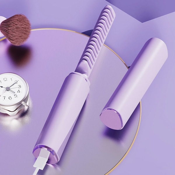 Uträtning Curling Brush Hår Hot Comb LILA purple