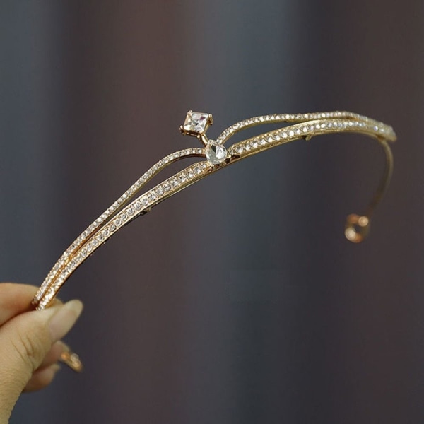 Bridal Tiara Crown Crystal Hårband GULD gold