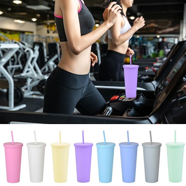 Kaksikerroksinen Skinny Tumbler muovinen Forsted-vesipullo VALKOINEN White