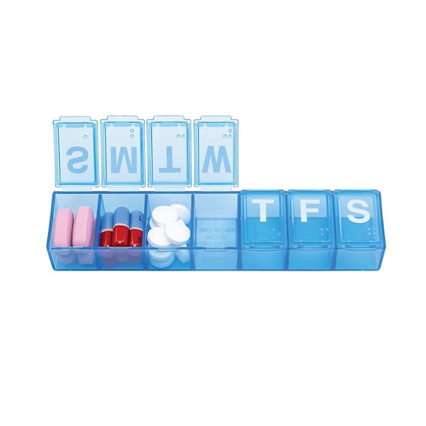 7Days Pill Box Weekly Medicin Container BLÅ blue