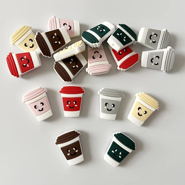 18 stk tegneserie kaffekop perler Silikone print perler flade perler