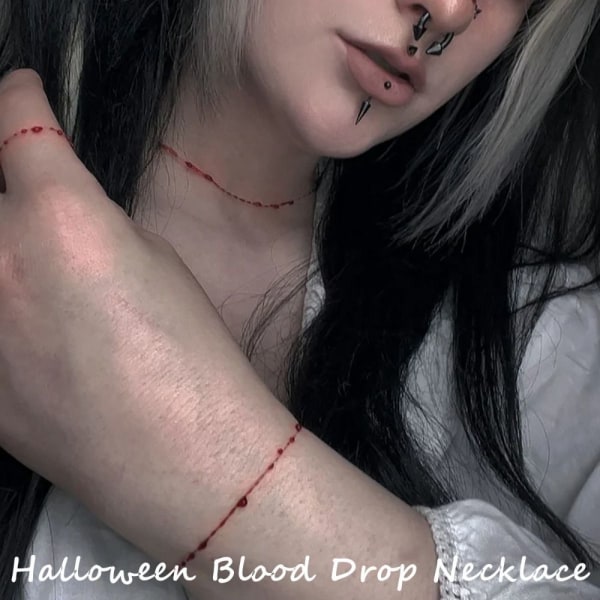 Tynn bloddråpe halskjede bloddråpe chokers 3 LAG 3 LAG 3 Layers