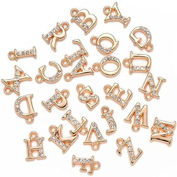 Rhinestone Charms Platina Metall Krystall Krystall bokstav A~Z