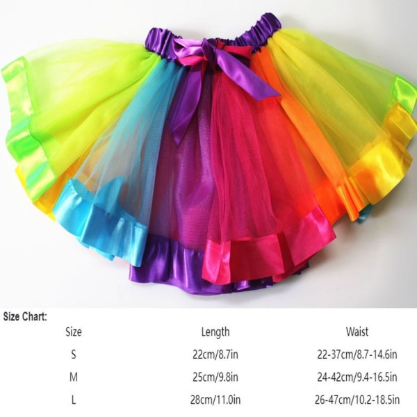 Rainbow Tutu-nederdel Tulle-minikjole L L