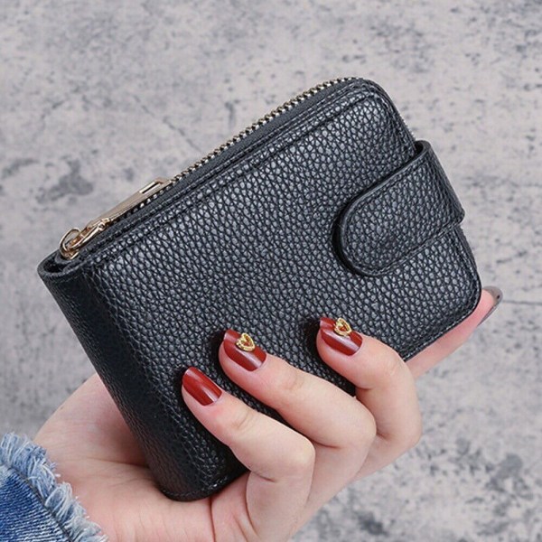 Kort pung til kvinder, lille håndtaske SORT black