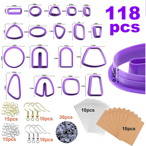 118st Polymer Clay Cutters Örhängen Cutters LILA purple