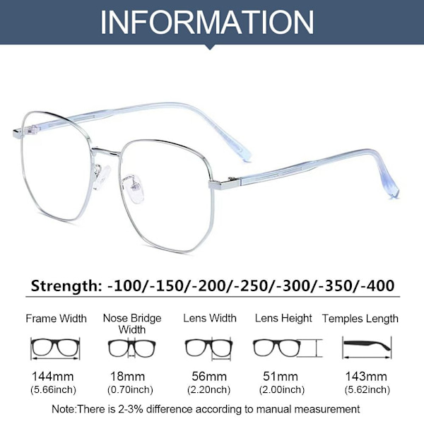 Myopia Briller Briller SØLVSTYRKE 250 Silver Strength 250