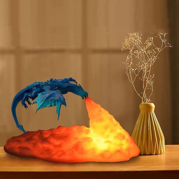 Fire Dragon Lamp Light 3D Printed Night Light med USB 2