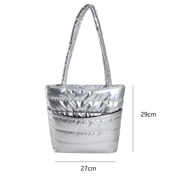 Skulderveske Puffy Håndveske SØLV Silver