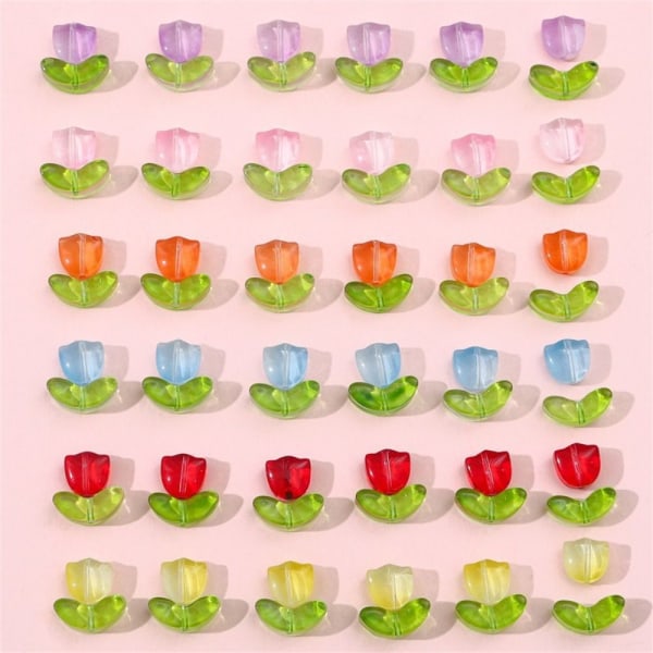 320 Stk Tulipan Blomsterperler Glas Løse Perler Håndlavede