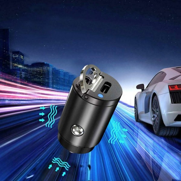 Stealth Car Adapter Telefon PD Laddare PD+QC