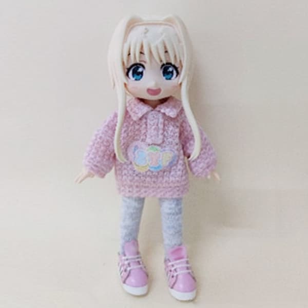 Mini strikket genser 1/12 Doll Cardigans HVIT White