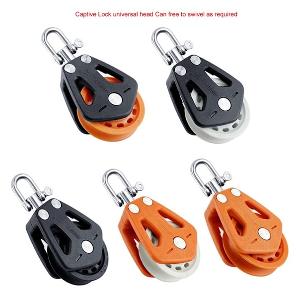 Rustfritt stål Remskive Enkelthjul Svingbar SVART&ORANSJE Black&Orange
