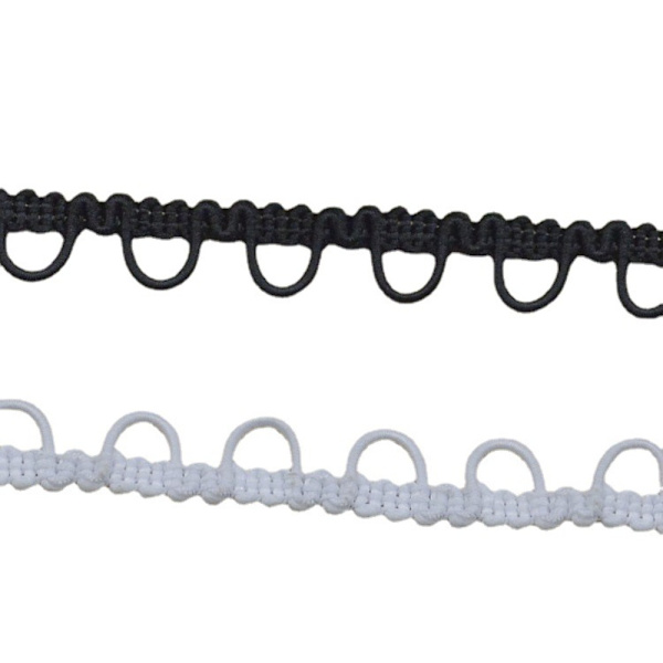 Gimp Braid Trim Elastisk knapløkke SORT black