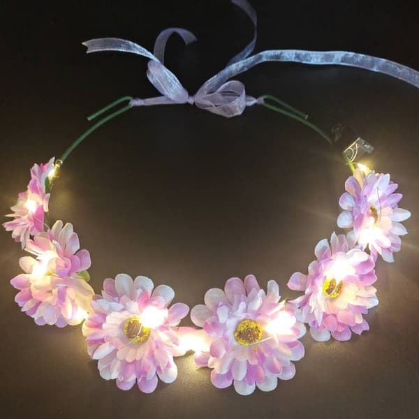 Lysende LED Krans Halloween Krone Blomst 3 3 3