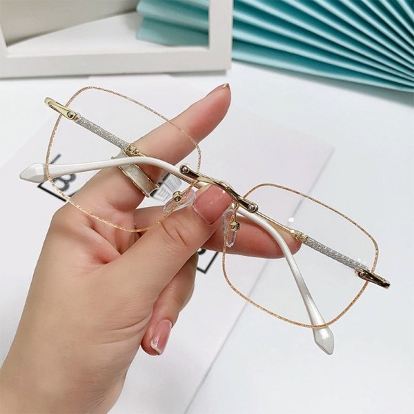 Rhinestone läsglasögon Ultralätt glasögon GULD STYRKA 100 Gold Strength 100