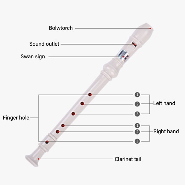 Long Flute Sopraano Recorder RED Red