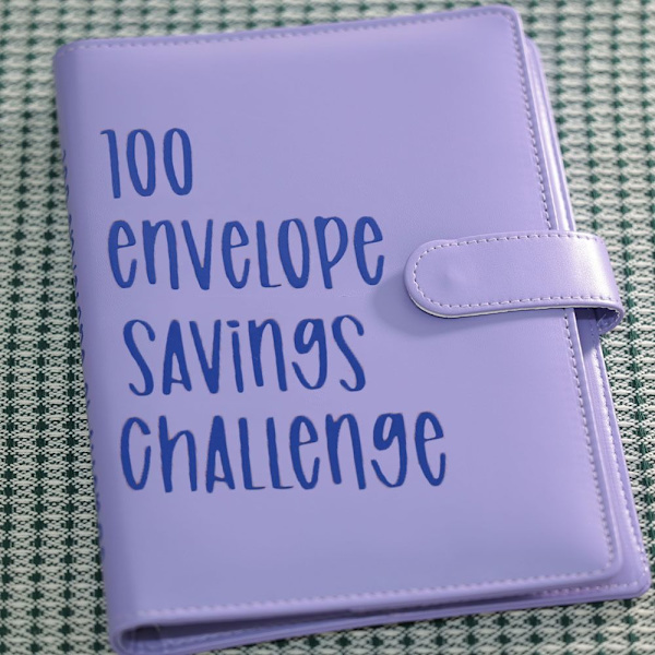 100 kirjekuoren haaste Binder Kirjekuoret Säästöhaasteet purple