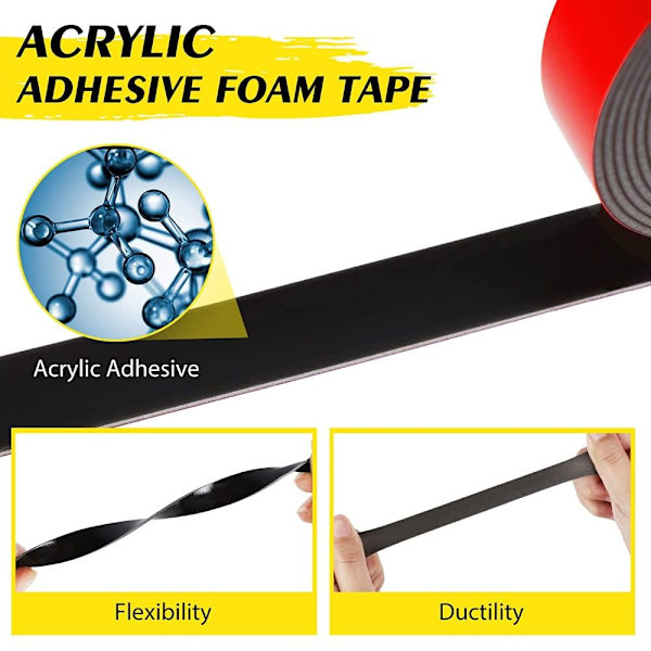 0,5 tommer x 16,4 ft skumtape Dobbeltsidet tapemonteringstape