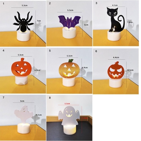 Halloween LED-stearinlys Sjovt natlys 8 8 8