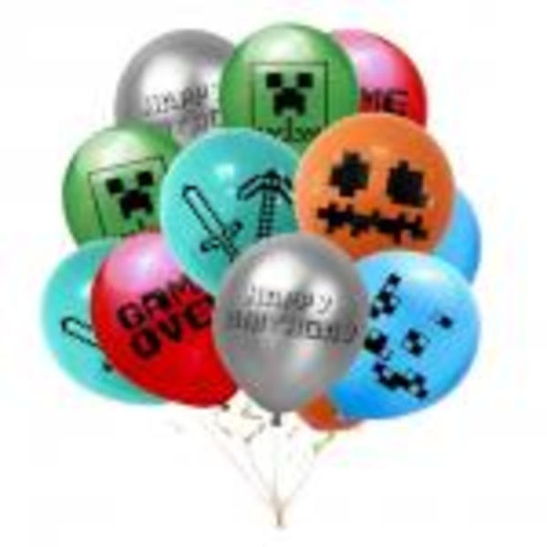Mine-craft Temafest Pyntsett Pixel Latex Ballonger