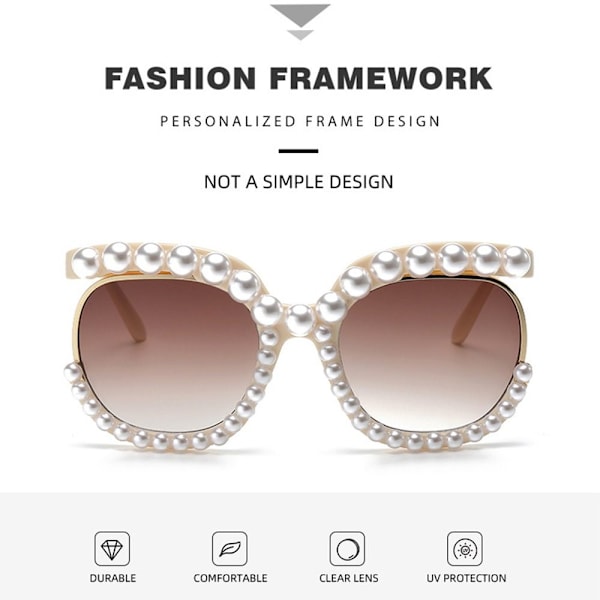 Pearl Sunglassesf eller Dame Festbriller SORT-GRÅ Black-Gray Yellow