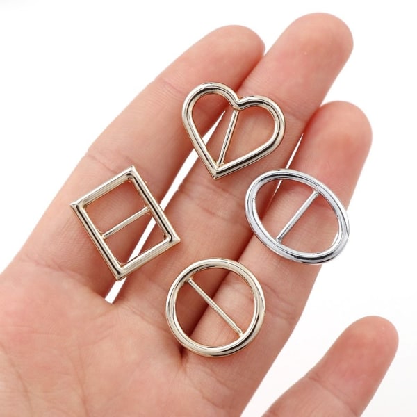 10stk/Sett Skyvespenne Beltespenne SØLVREKTANGULÆR silver Rectangular-Rectangular