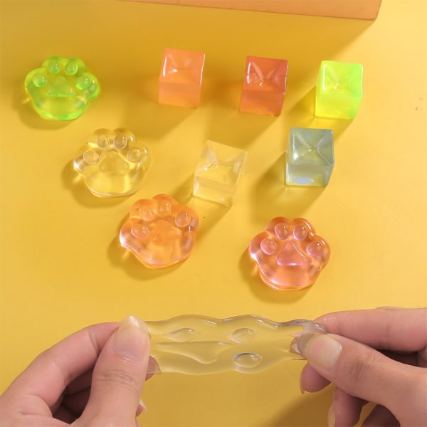 10 st Ice Block Stress Ball Toy Dekompression Ice Cube Transparent Cat Paw