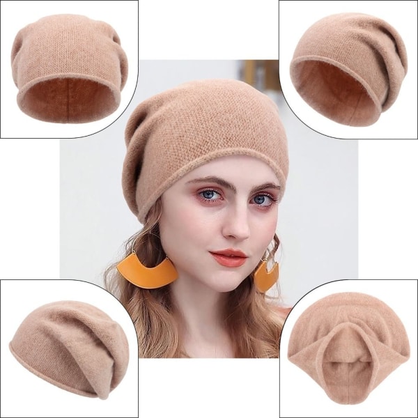 Bomuld Cashmere Pullover Hat Beanie Hat BEIGE Beige