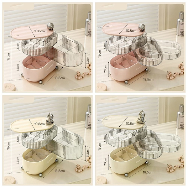 Makeup Organizer Kosmetisk Oppbevaringsboks HVIT 4 LAG 4 LAG white 4 layers-4 layers