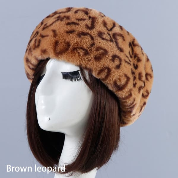Fuskpäls Pannband Rysk cap Tom övre BRUN LEOPARD Brown leopard