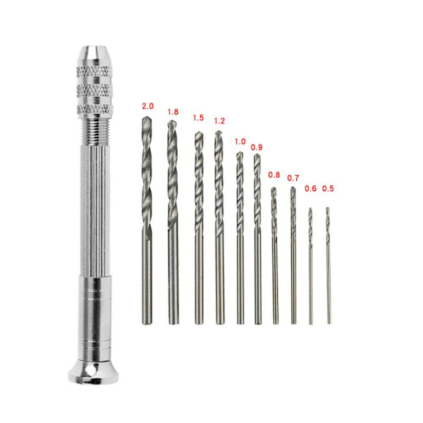 Handtwistborr Handborrverktyg 0,5-2,0MM 11ST 0,5-2,0MM 0.5-2.0mm 11PCS