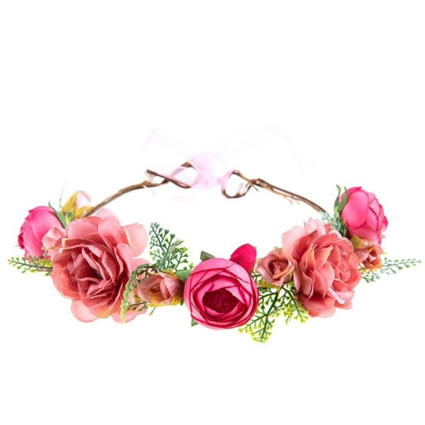 Flower Pannband Bohemian Flowers Wreath RÖD Red